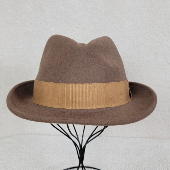 Home Prefer Men's Tan Wool Felt Short Brim Fedora Winter Warm Hat Sz Large - Picture 4 of 10